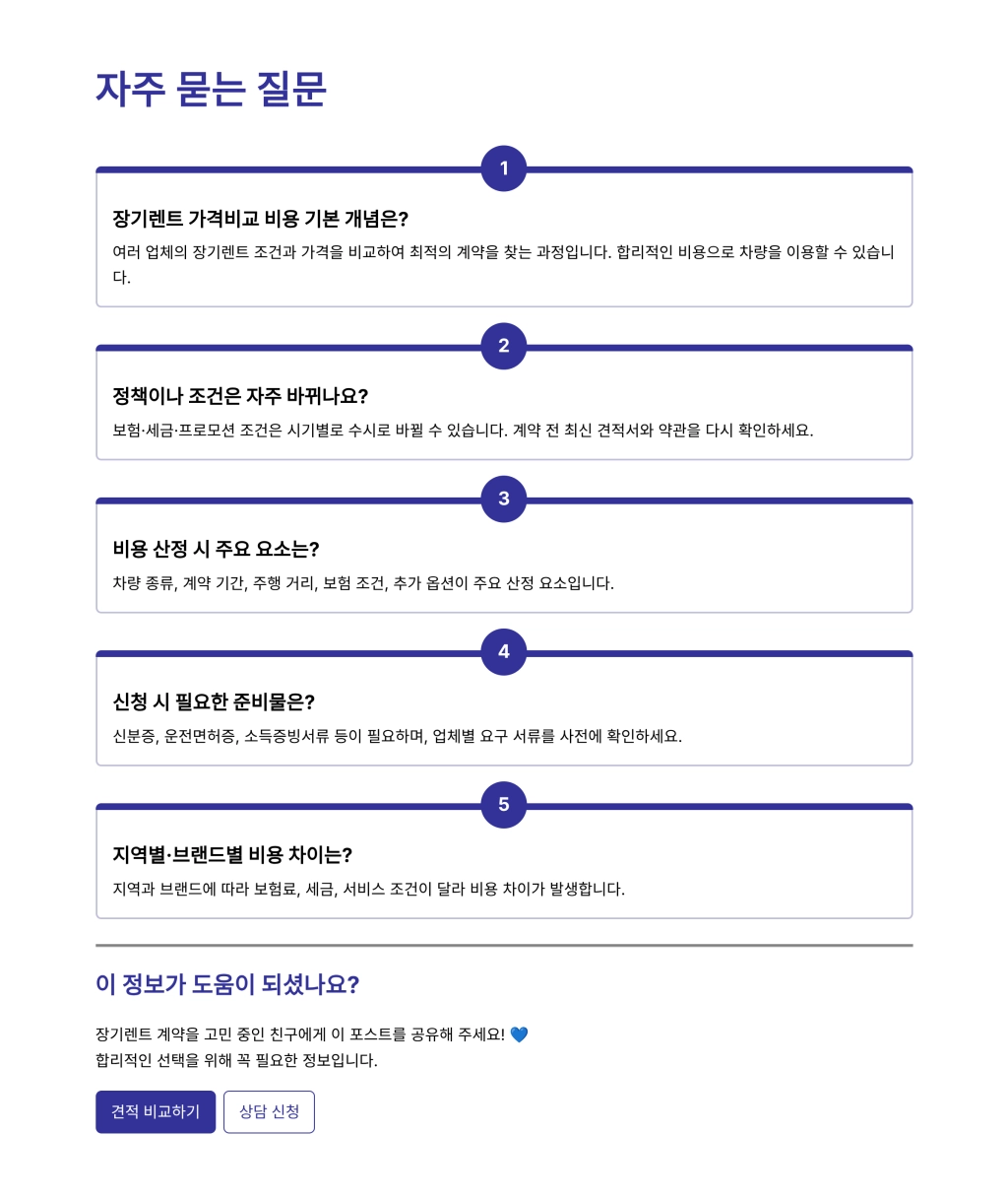 장기렌트 가격비교